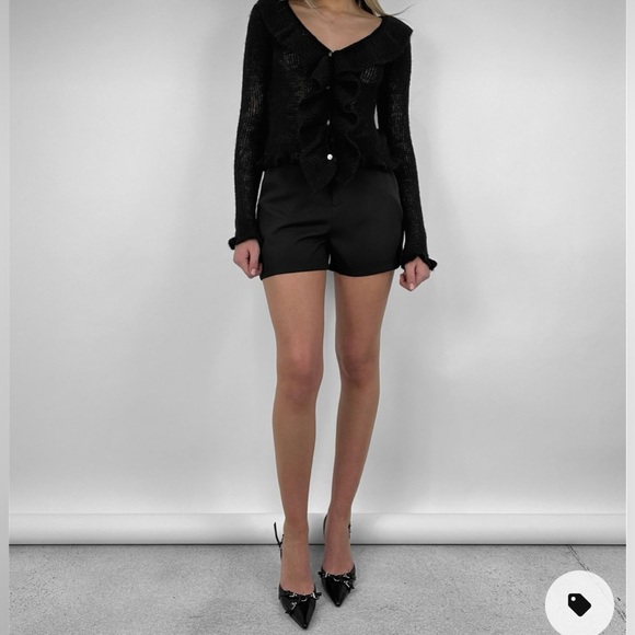 Black ruffle sheer vintage top size small - Picture 1 of 5